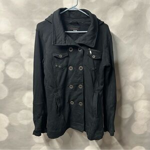 Black Women's Double-Breasted Hooded Jacket